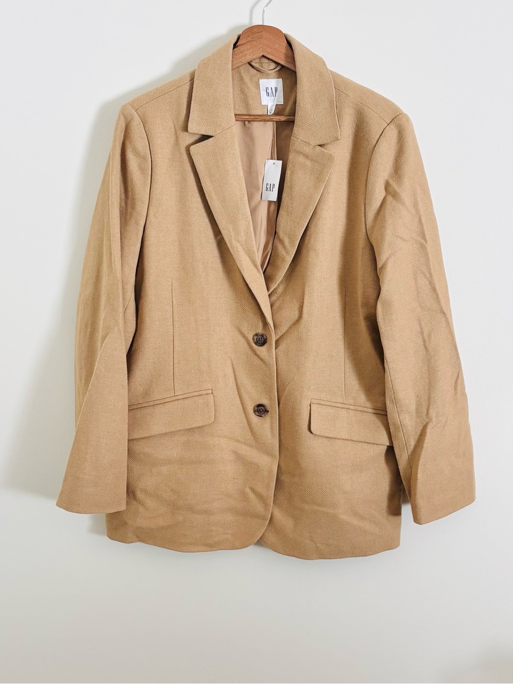 NWT GAP Single-Breasted Wool Blend Blazer in Camel